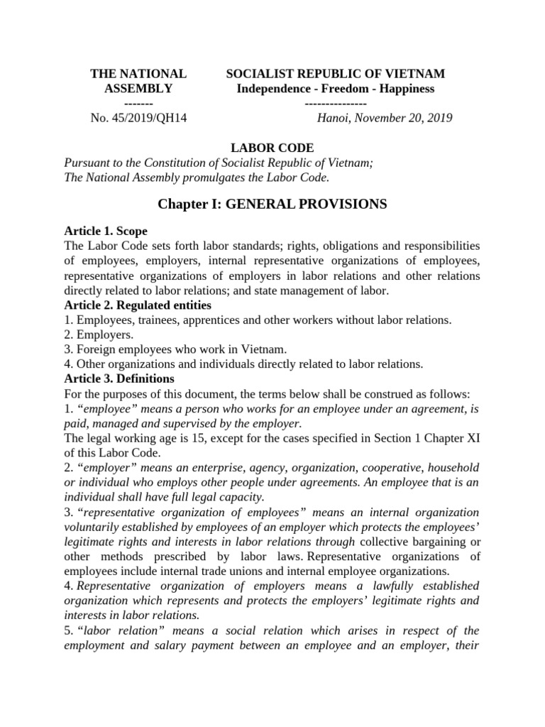 Vietnam Labor Code 2019 Overview | PDF | Employment | Salary