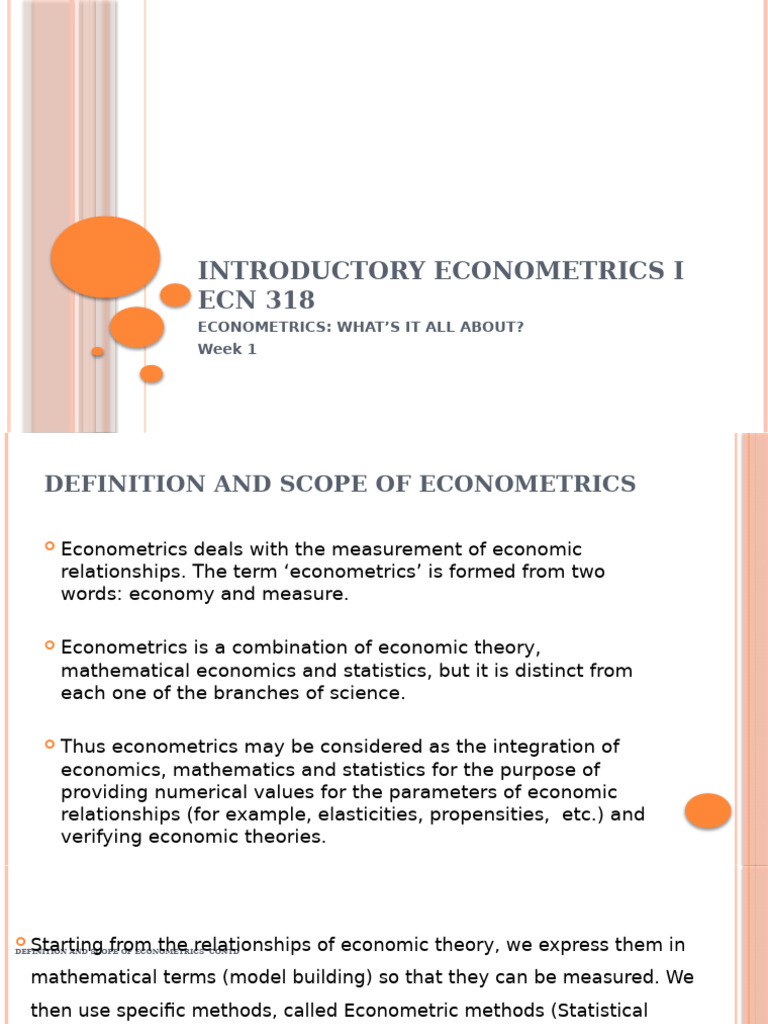 ECN 318 - Introductory Econometrics I Week 1 | PDF | Econometrics ...