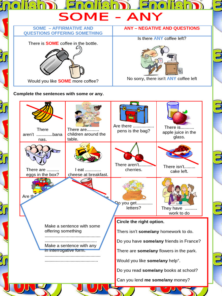 Welcome to English Some Any Quantifiers Grammar Drills Icebreakers ...