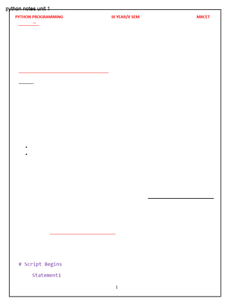 MRCET Python Programming Notes | PDF | Python (Programming Language ...