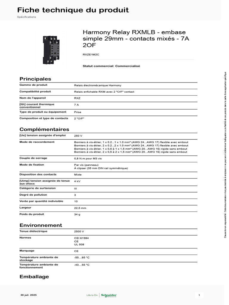 Relais électromécanique Harmony RXM | PDF
