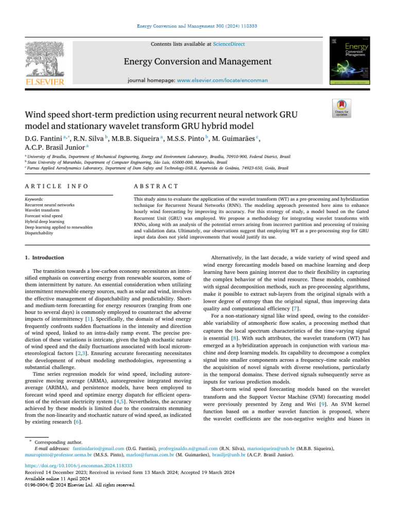 Wind Speed Prediction with GRU Model | PDF | Wavelet | Algorithms