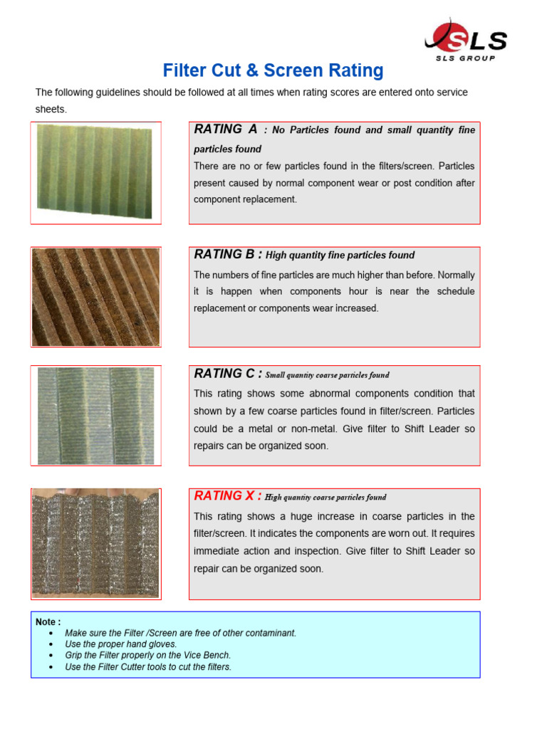 SLS-CR-2021-13 Filter Cut Condition Ratings | PDF