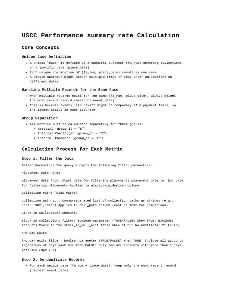 USCC Performance Rate Calculation Guide | PDF | Boolean Data Type