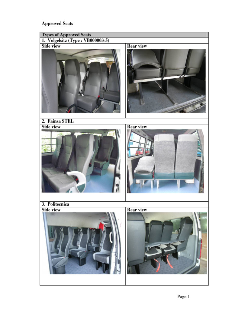 Approved Seat Types Overview | PDF