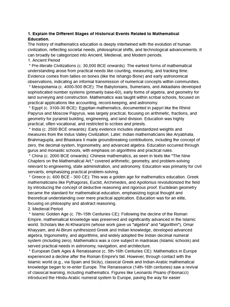 History and Goals of Mathematics Education | PDF | Mathematics ...