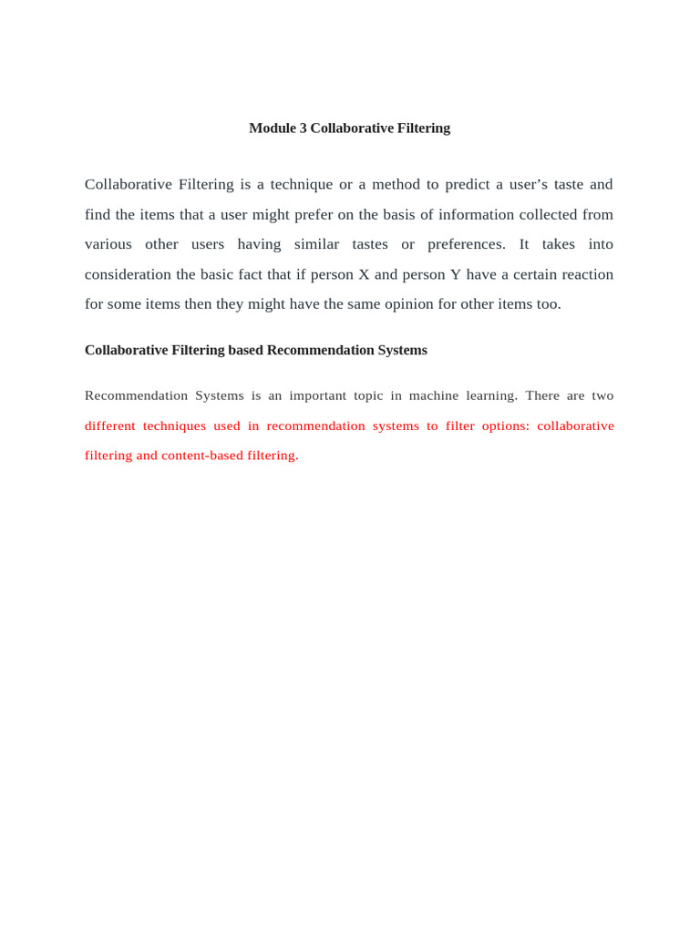 Understanding Collaborative Filtering Techniques | PDF | Applied ...