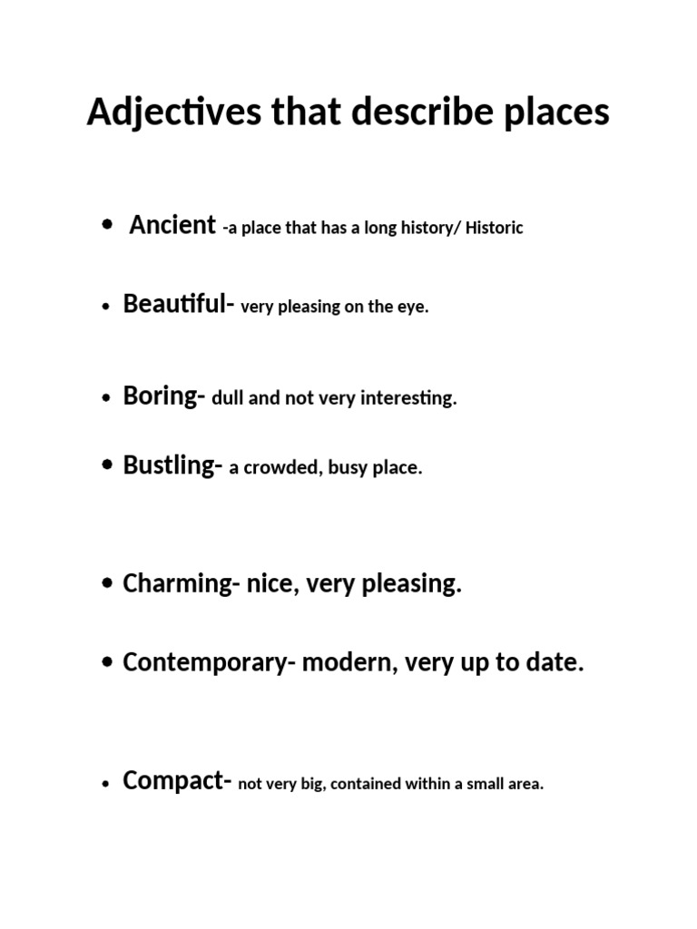 Adjectives to Describe Places | PDF