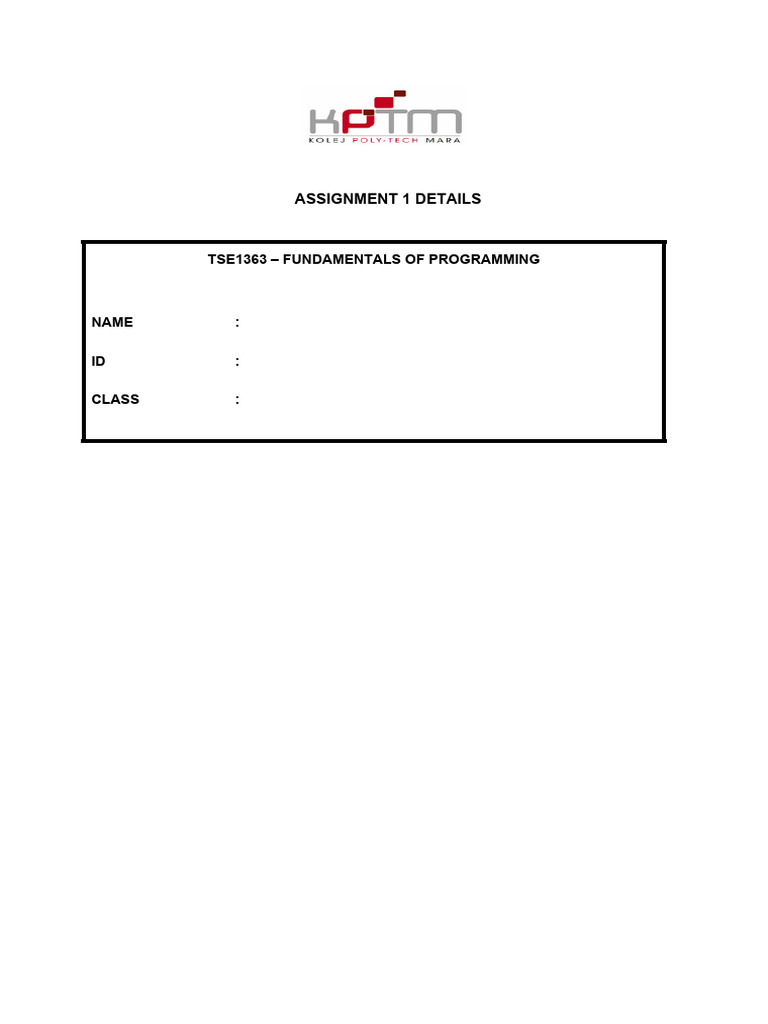 TSE1363 Programming Assignment Rubric | PDF | Algorithms | Theoretical ...