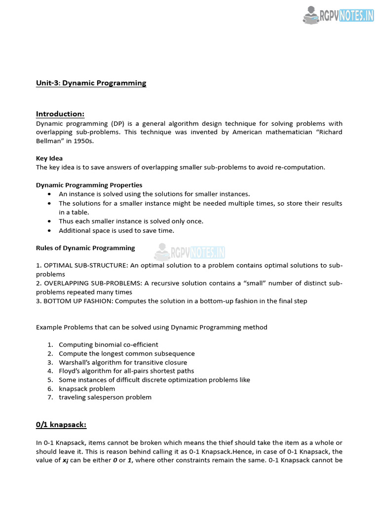 Dynamic Programming Concepts and Examples | PDF | Applied Mathematics ...