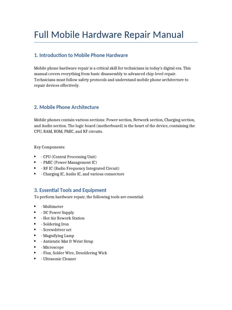 Mobile Hardware Repair Manual | PDF