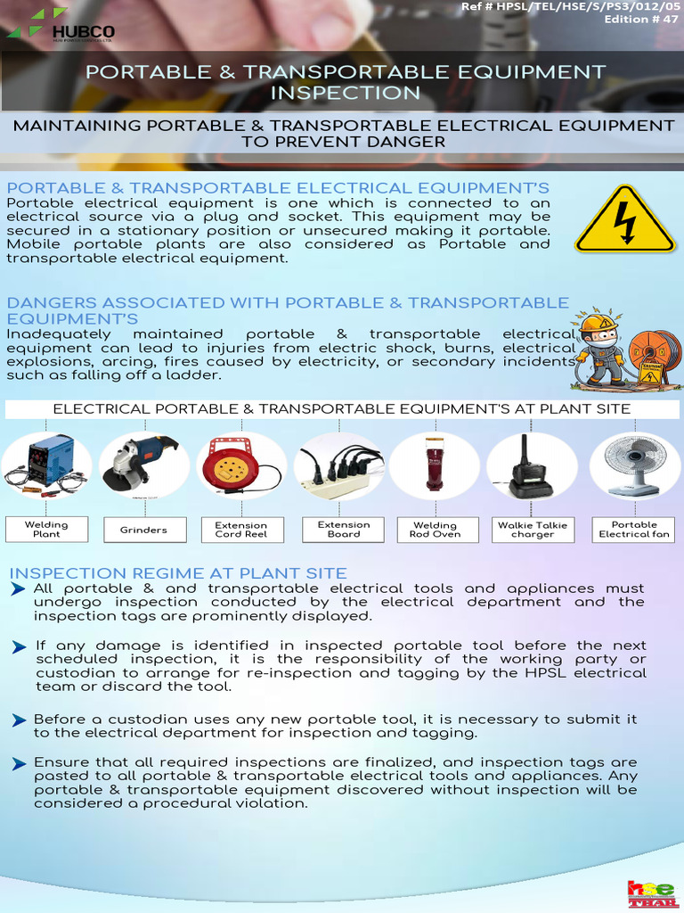 Portable Equipment Inspection Guidelines | PDF