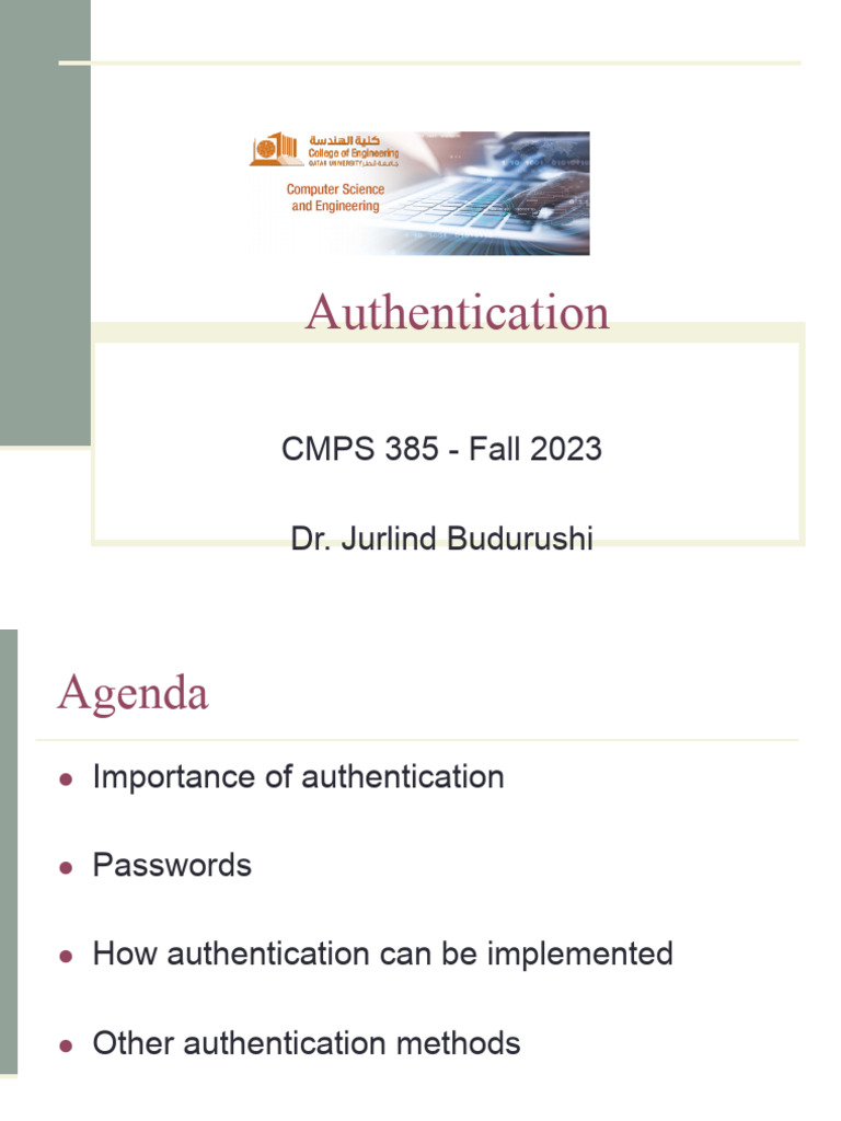 Authentication Methods Overview | PDF | Password | Espionage Techniques