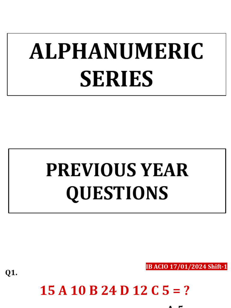 Alphanumeric Series Practice Questions | PDF