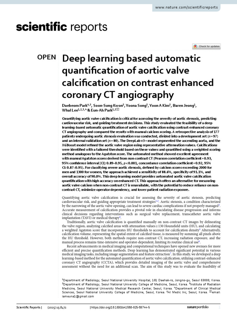 Deep Learning Based Automatic Quantification of Aortic Valve ...
