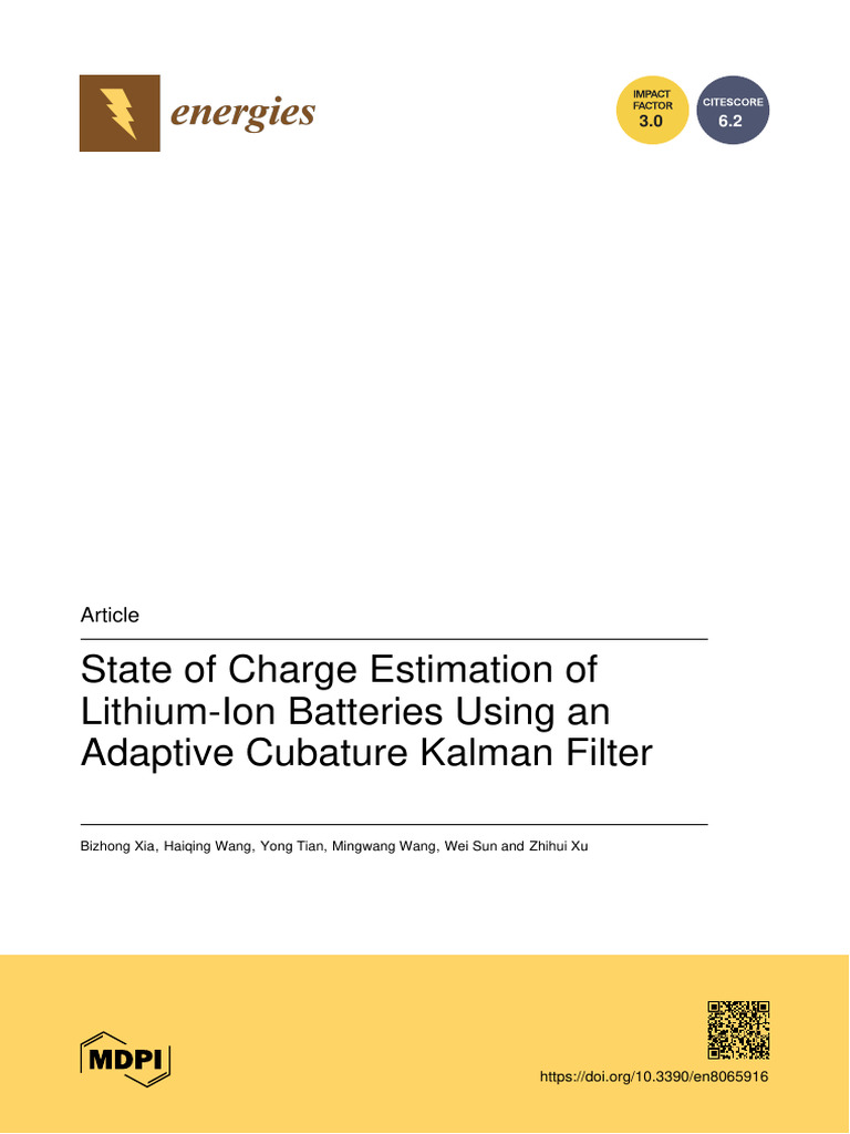 SOC Estimation for Lithium-Ion Batteries | PDF | Kalman Filter ...