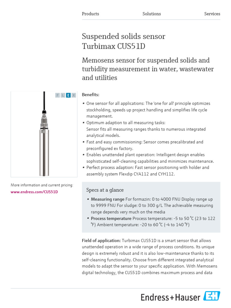 Endress-Hauser Turbimax CUS51D en | PDF | Water | Water Treatment