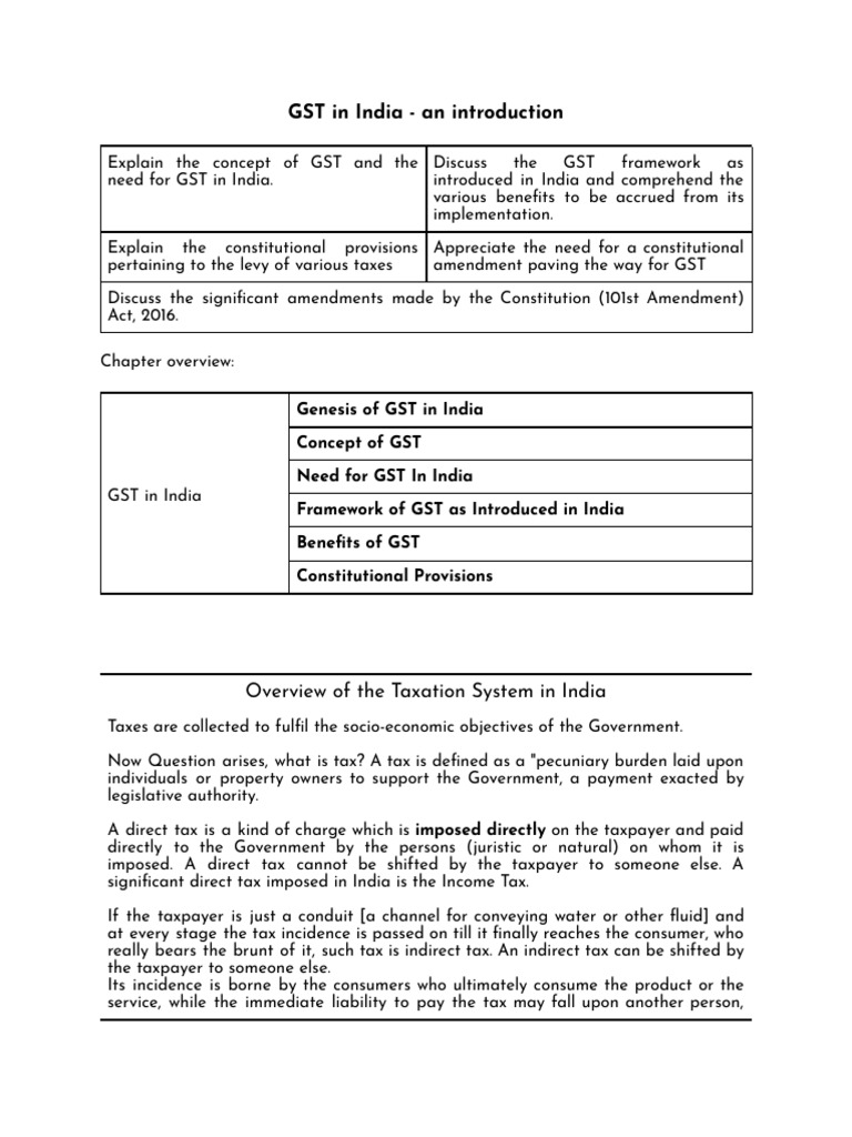 Understanding GST in India: Overview and Benefits | PDF | Taxes ...