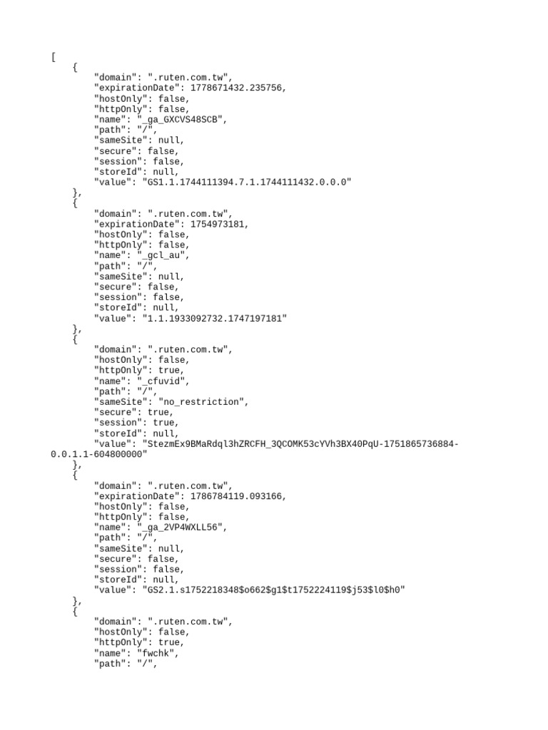 Ruten.com.tw Cookie Data Overview | PDF | Http Cookie