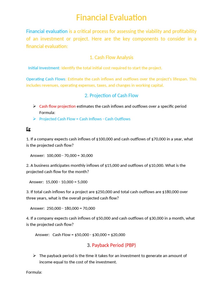 Key Components of Financial Evaluation | PDF | Net Present Value ...