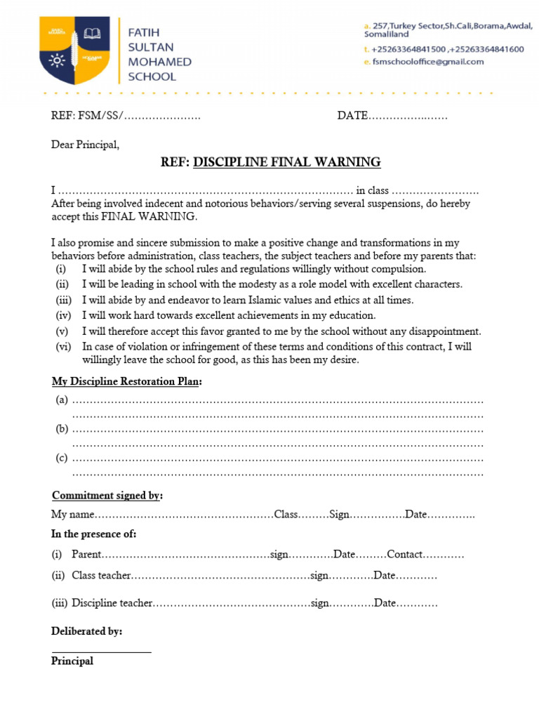 INITIAL WARNING- STUDENTS.docx | PDF
