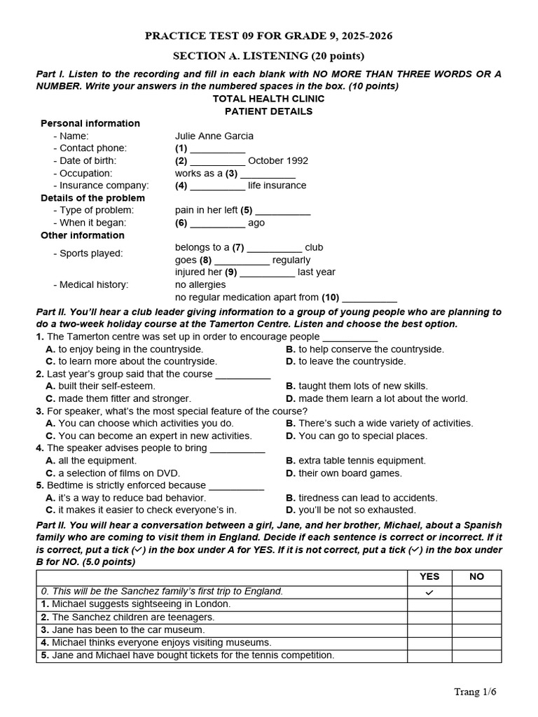 Grade 9 Practice Test 2025-2026 | PDF | Agriculture | Desert