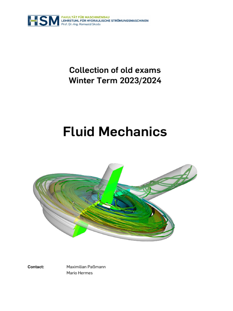 Fluid Mechanics Exam Collection 2023 | PDF | Fluid Dynamics | Fluid ...