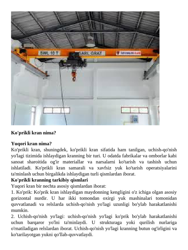 Ko'prikli Kran | PDF