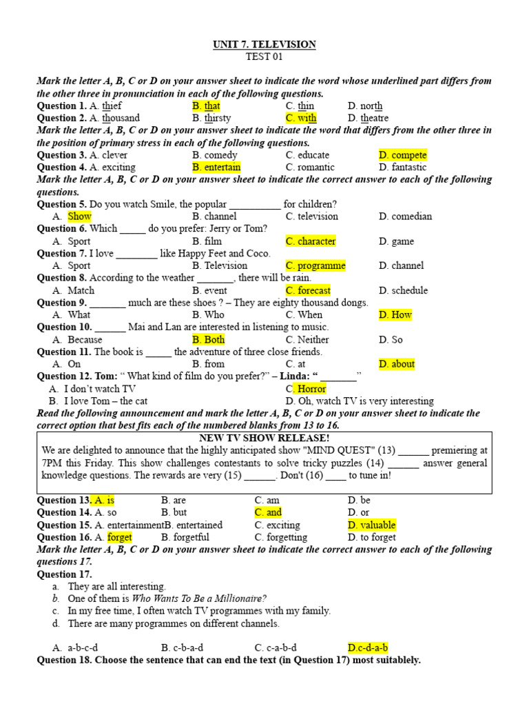 Key Lớp 6 HK2 | PDF | Question