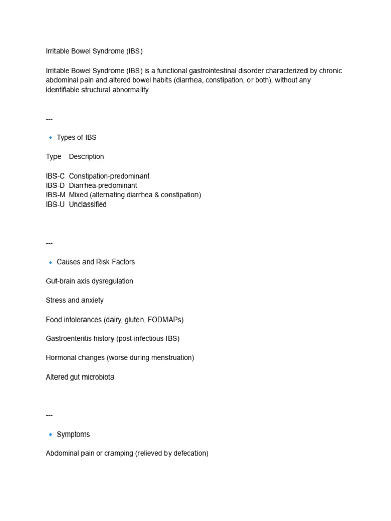 Irritable Bowel Syndrome | PDF