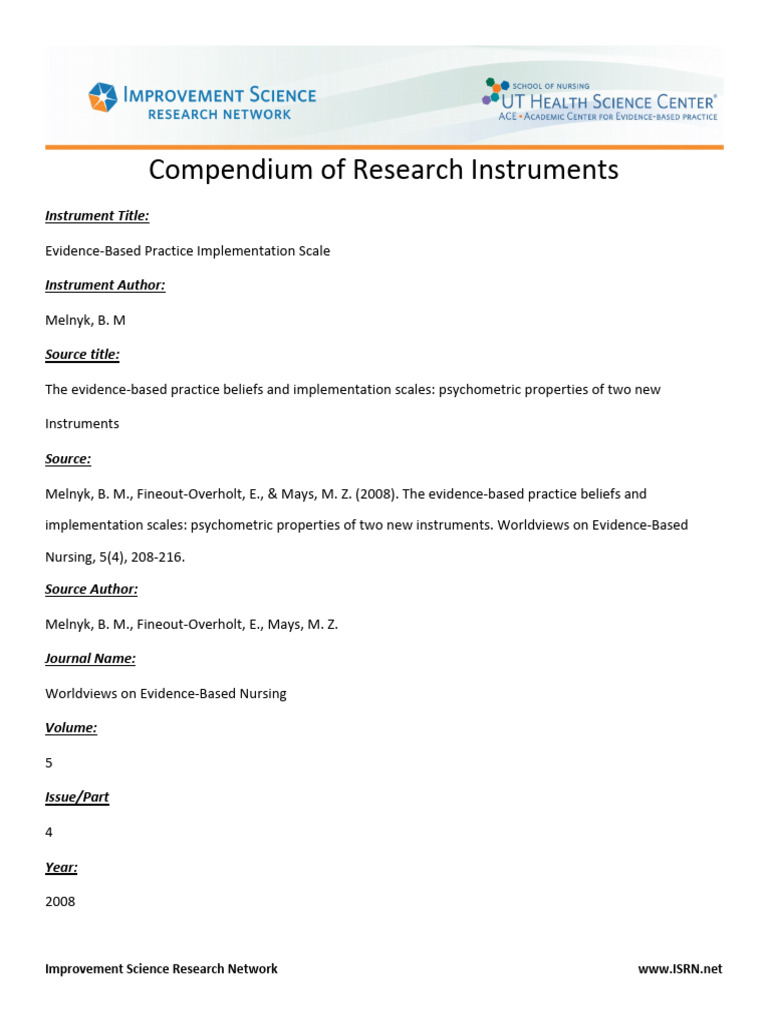 EBP Beliefs Scale Development and Validation | PDF | Psychometrics ...