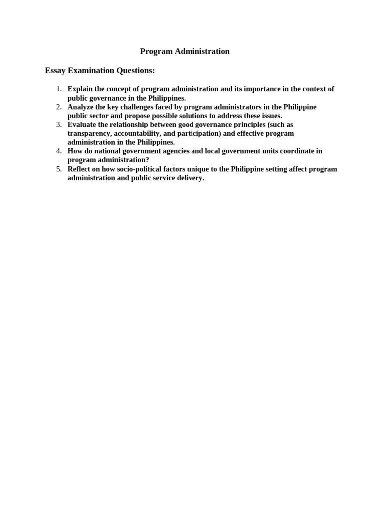 Program Administration Quiz I | PDF