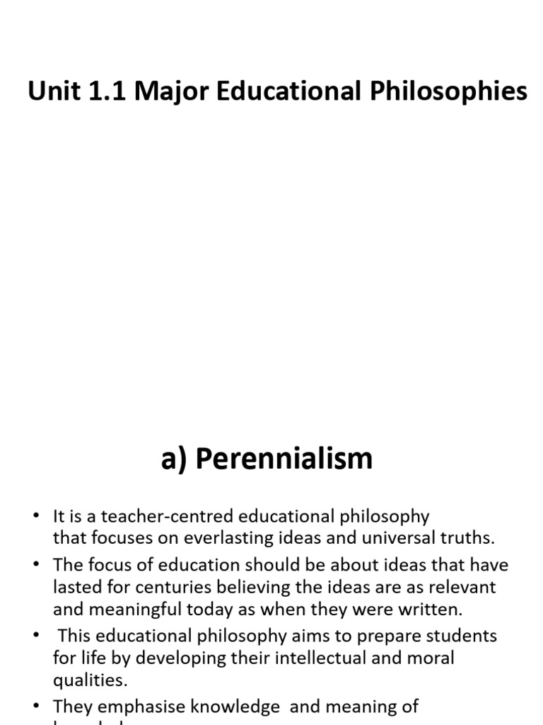 Overview of Major Educational Philosophies | PDF | Philosophy Of ...