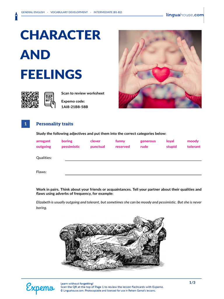 Character Traits and Feelings Guide | PDF | Linguistics | Linguistic ...