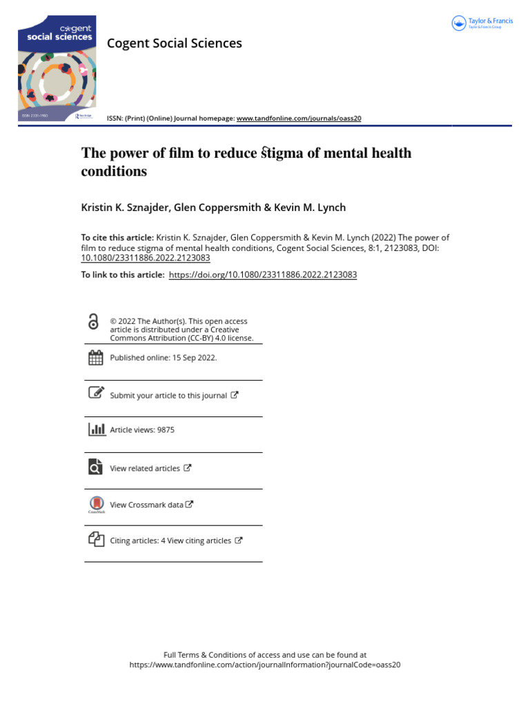 Film's Role in Reducing Mental Health Stigma | PDF | Social Stigma ...