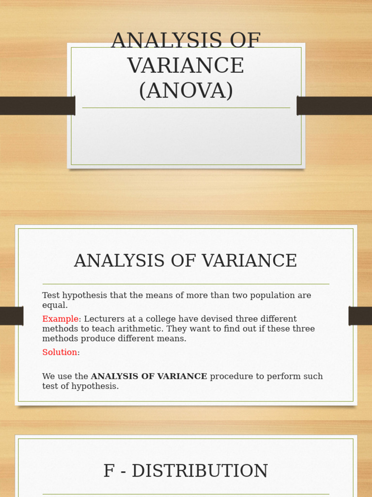 ANOVA: Understanding Variance Analysis | PDF | Analysis Of Variance ...