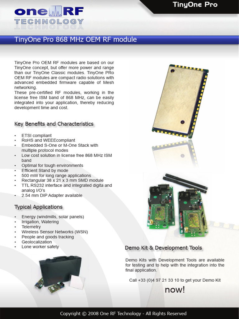 TinyOne Pro 868 MHz RF Module Overview | PDF | Embedded System ...