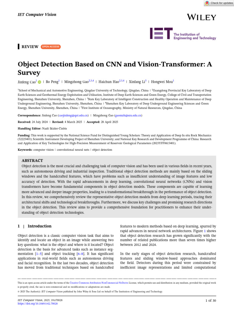 Object Detection Based On CNN and Vision Transformer A Survey | PDF ...