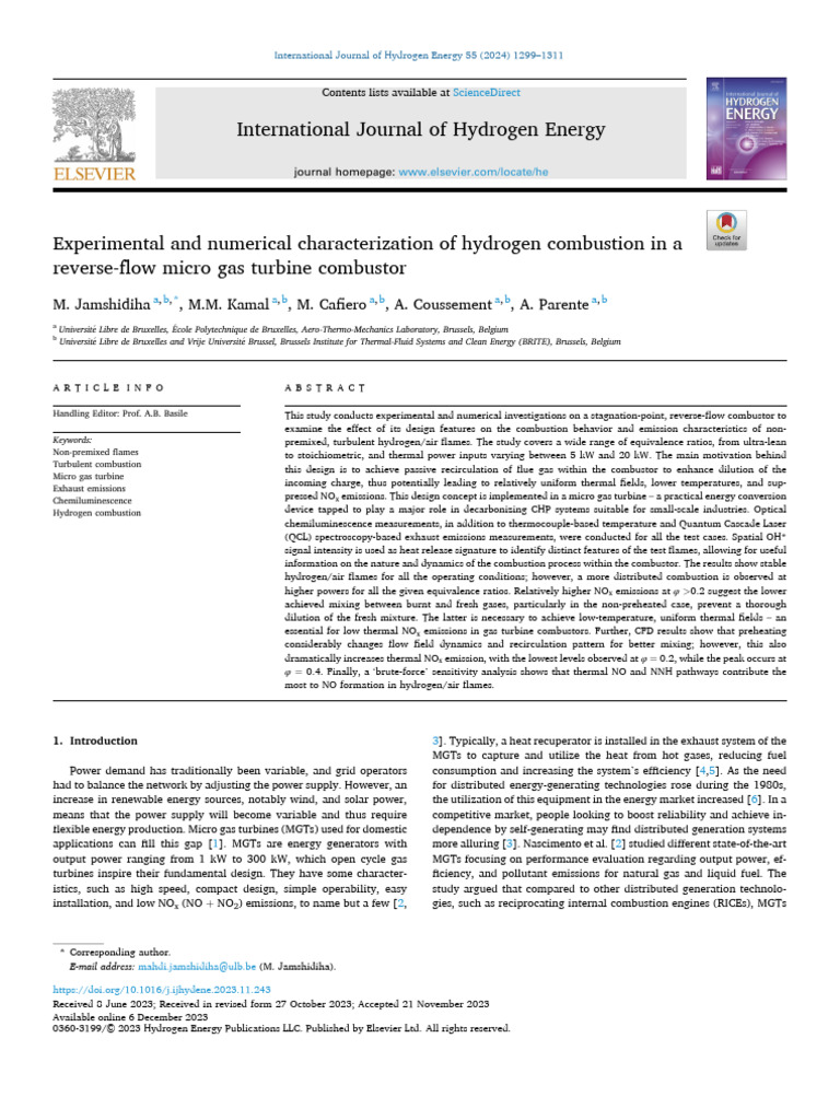 Hydrogen Combustion in Microturbines | PDF | Combustion | N Ox