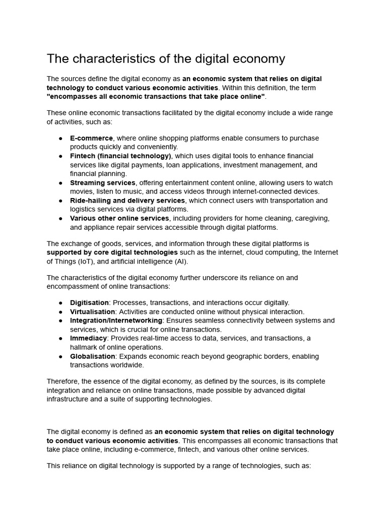 Characteristics of the Digital Economy | PDF | E Commerce | Internet