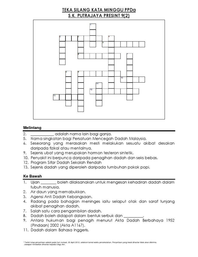 Teka Silang Kata Minggu PPDa PDF