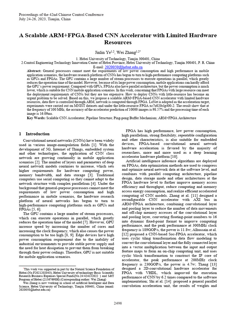 A Scalable ARMFPGA-Based CNN Accelerator With Limited Hardware ...