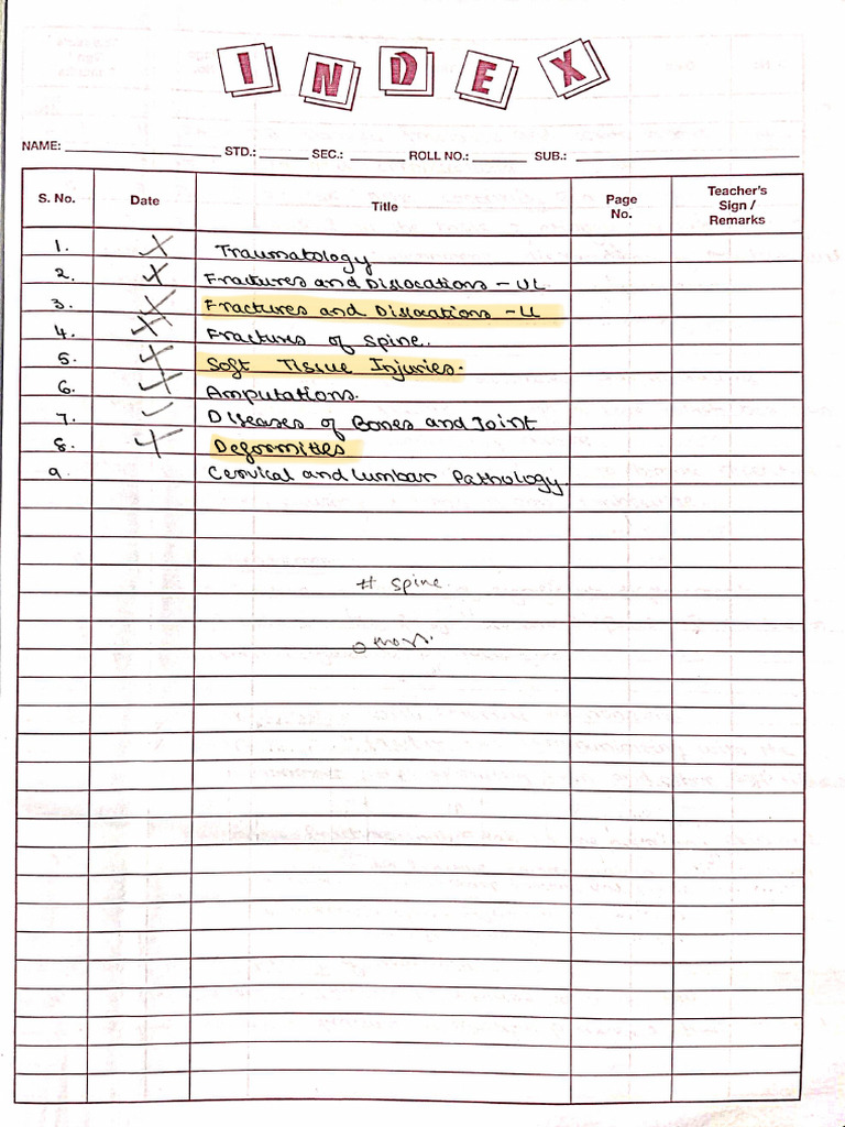 Clinical Ortho Notes | PDF