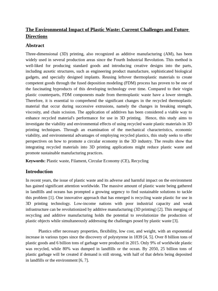Recycling Thermoplastics for 3D Printing | PDF | Plastic | Recycling