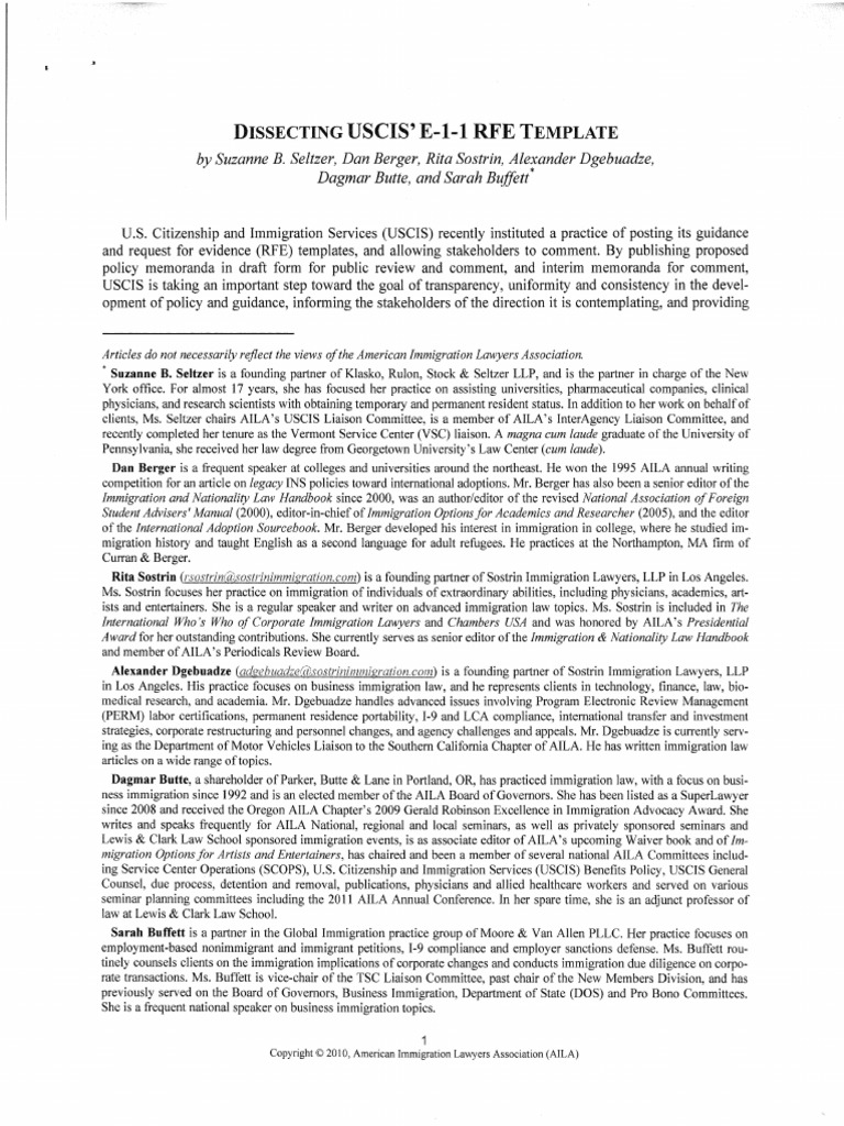 Eb1 Rfe Template Article | PDF