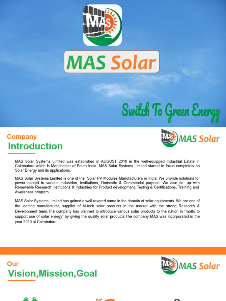 MAS Solar Systems: Leading Solar Solutions | PDF | Solar Power ...