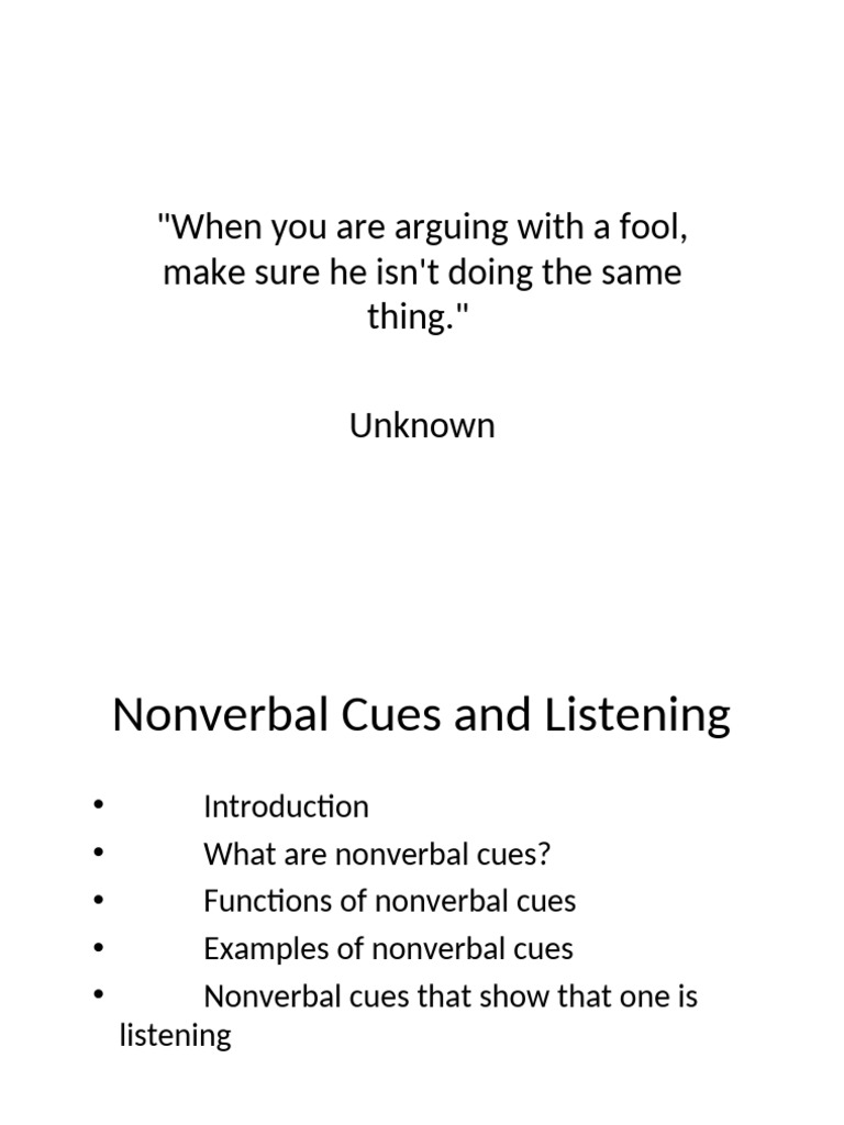 Nonverbal Listening and Warmth Cues | PDF | Nonverbal Communication ...