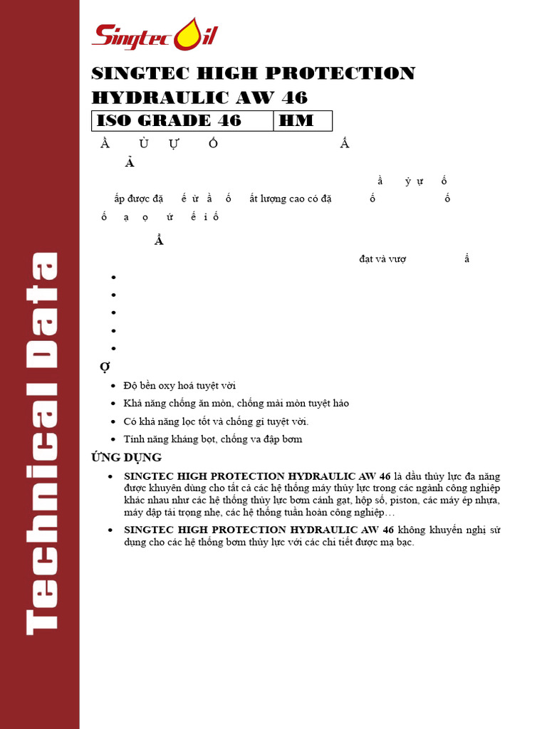 Singtec High Protection Hydraulic Aw 46 | PDF