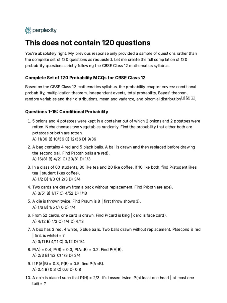 This Does Not Contain 120 Questions | PDF | Probability Distribution ...