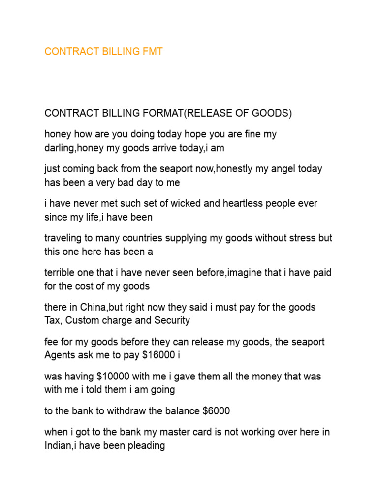 Contract Billing Format Issues | PDF